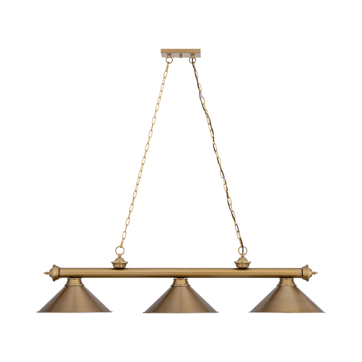 Cordon 2306-15 Billiard Pendant Light in Heritage Brass (3-Light).
