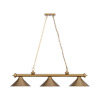 Cordon 2306-15 Billiard Pendant Light in Heritage Brass (3-Light).