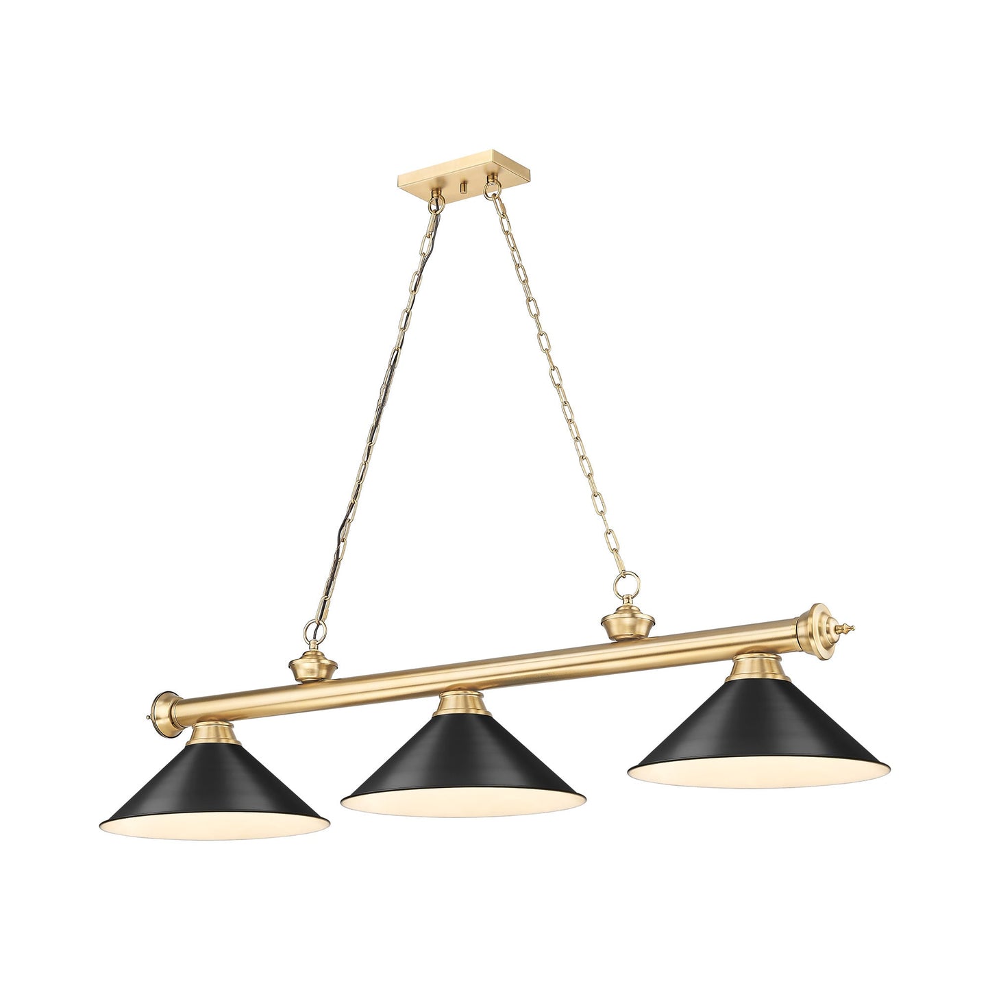 Cordon 2306-15 Billiard Pendant Light in Heritage Brass/Matte Black (3-Light).