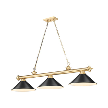 Cordon 2306-15 Billiard Pendant Light in Heritage Brass/Matte Black (3-Light).