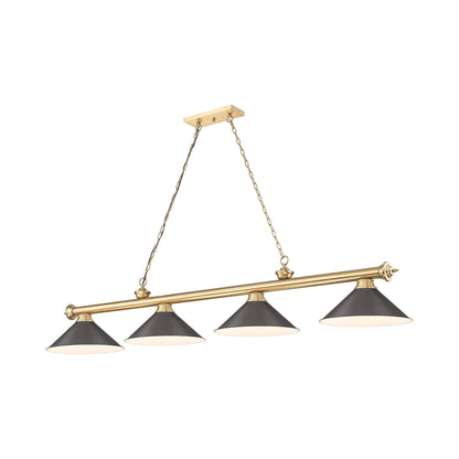 Cordon 2406-15 Billiard Pendant Light in Heritage Brass/Bronze (4-Light).