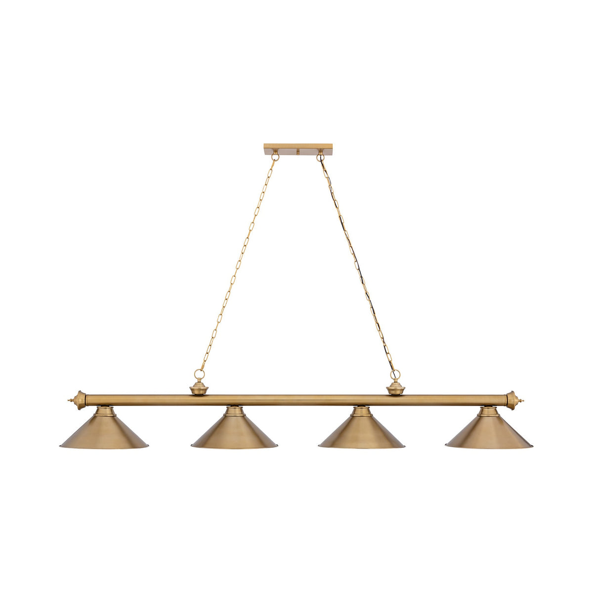 Cordon 2406-15 Billiard Pendant Light in Heritage Brass (4-Light).