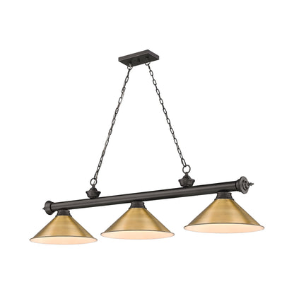 Cordon 2306-15 Billiard Pendant Light in Bronze/Rubbed Brass (3-light).