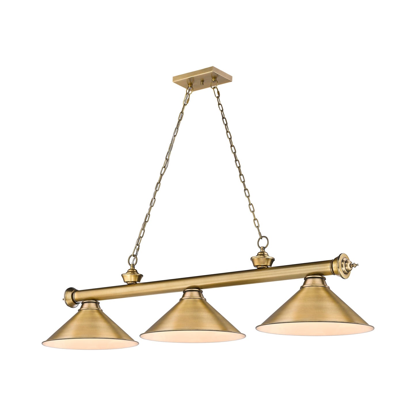 Cordon 2306-15 Billiard Pendant Light in Rubbed Brass/Rubbed Brass (3-Light).