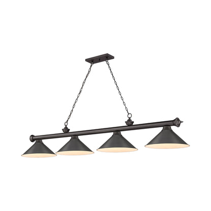Cordon 2306-15 Billiard Pendant Light in Bronze/Bronze (4-Light).