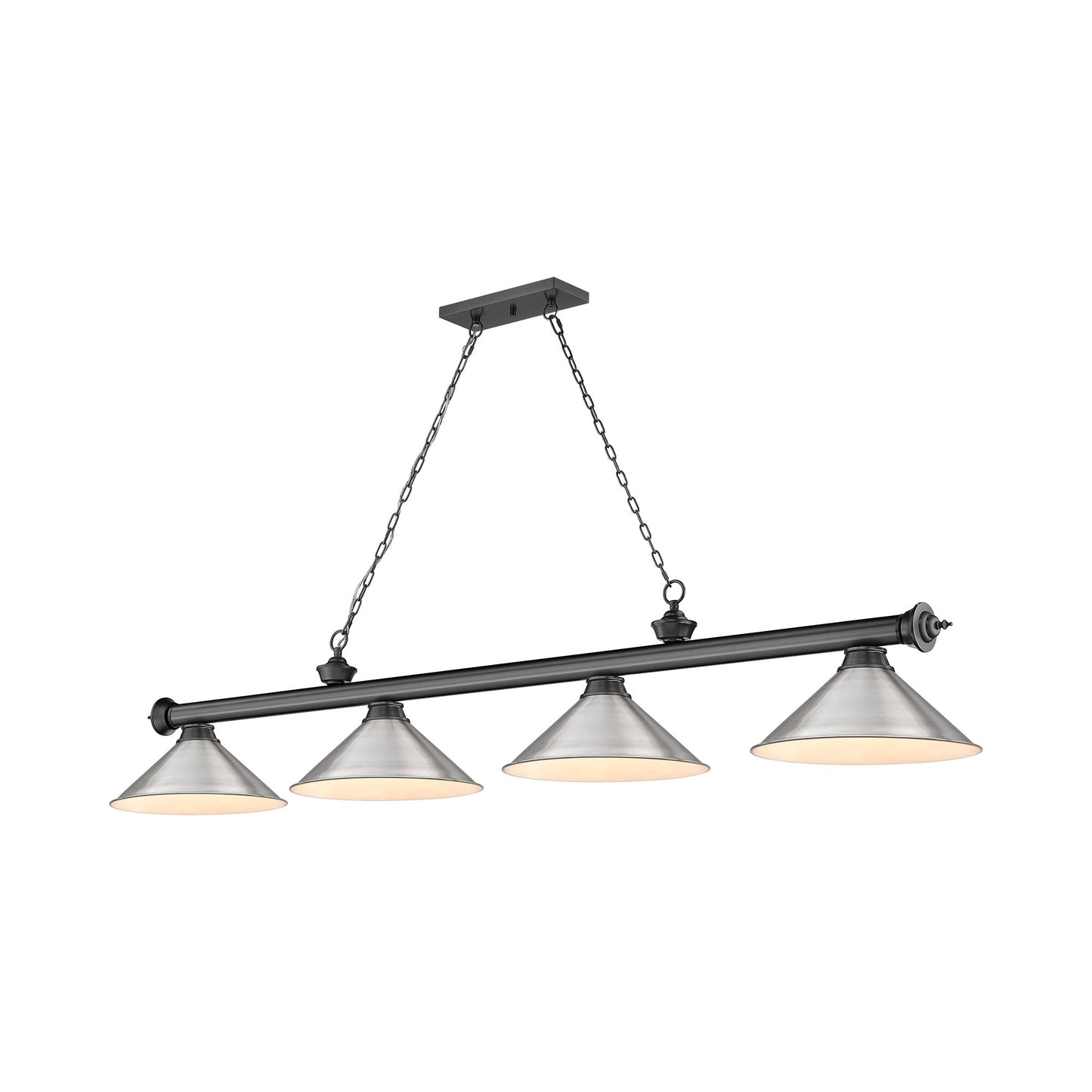 Cordon 2306-15 Billiard Pendant Light in Bronze Plate/Brushed Nickel (4-Light).