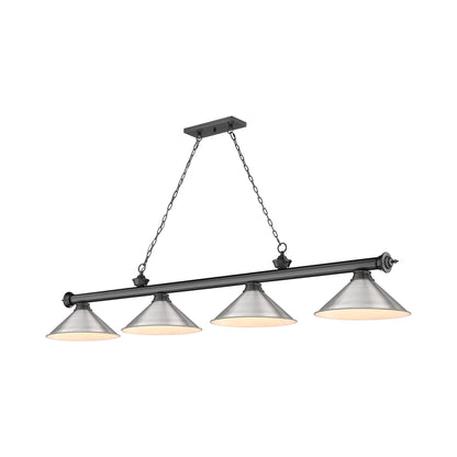 Cordon 2306-15 Billiard Pendant Light in Bronze Plate/Brushed Nickel (4-Light).