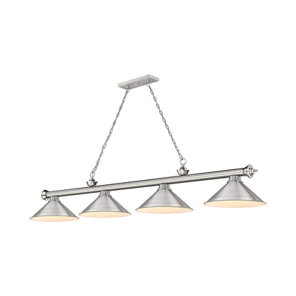 Cordon 2306-15 Billiard Pendant Light in Brushed Nickel/Brushed Nickel (4-Light).