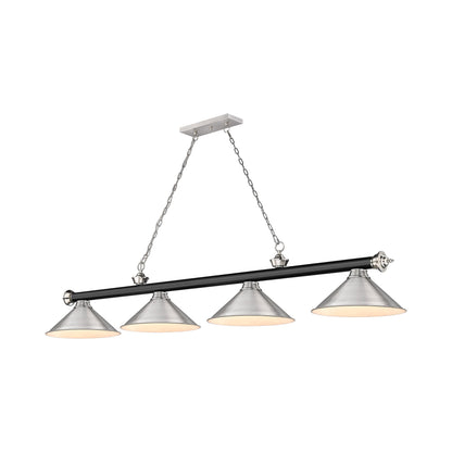 Cordon 2306-15 Billiard Pendant Light in Matte Black/Brushed Nickel/Brushed Nickel (4-Light).