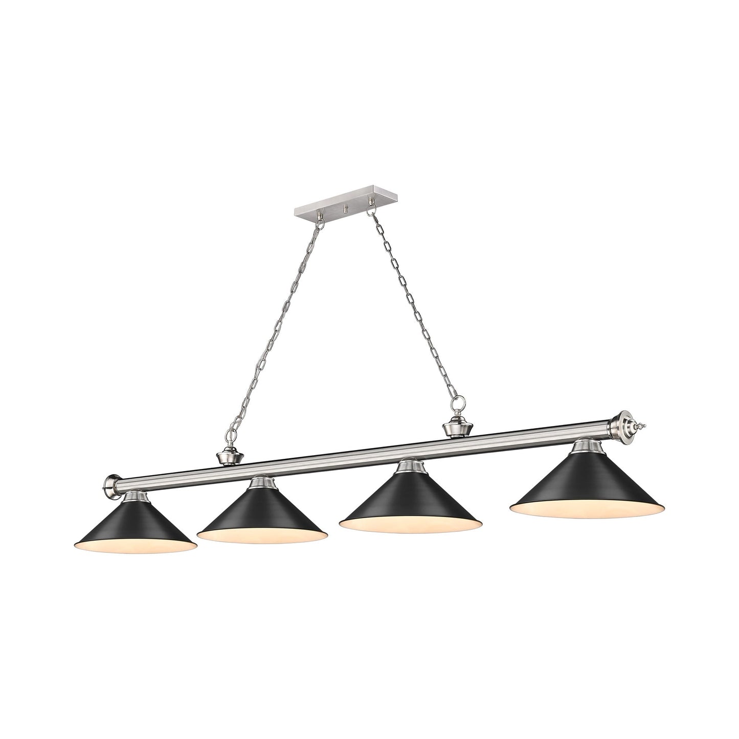 Cordon 2306-15 Billiard Pendant Light in Brushed Nickel/Matte Black (4-Light).