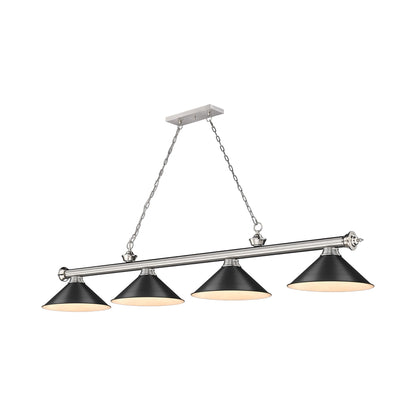 Cordon 2306-15 Billiard Pendant Light in Brushed Nickel/Matte Black (4-Light).