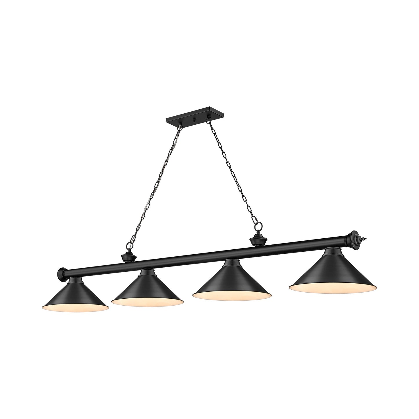 Cordon 2306-15 Billiard Pendant Light in Matte Black/Matte Black (4-Light).