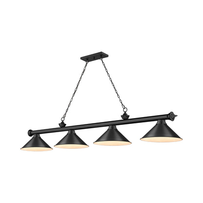 Cordon 2306-15 Billiard Pendant Light in Matte Black/Matte Black (4-Light).