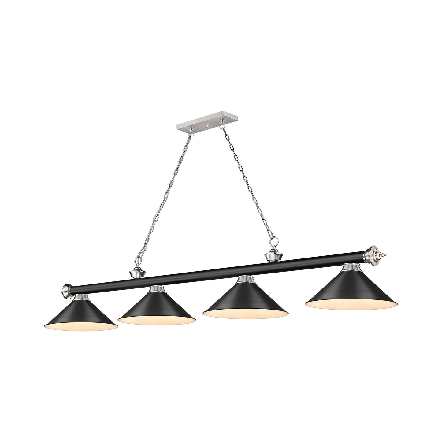 Cordon 2306-15 Billiard Pendant Light in Matte Black/Brushed Nickel/Matte Black (4-Light).