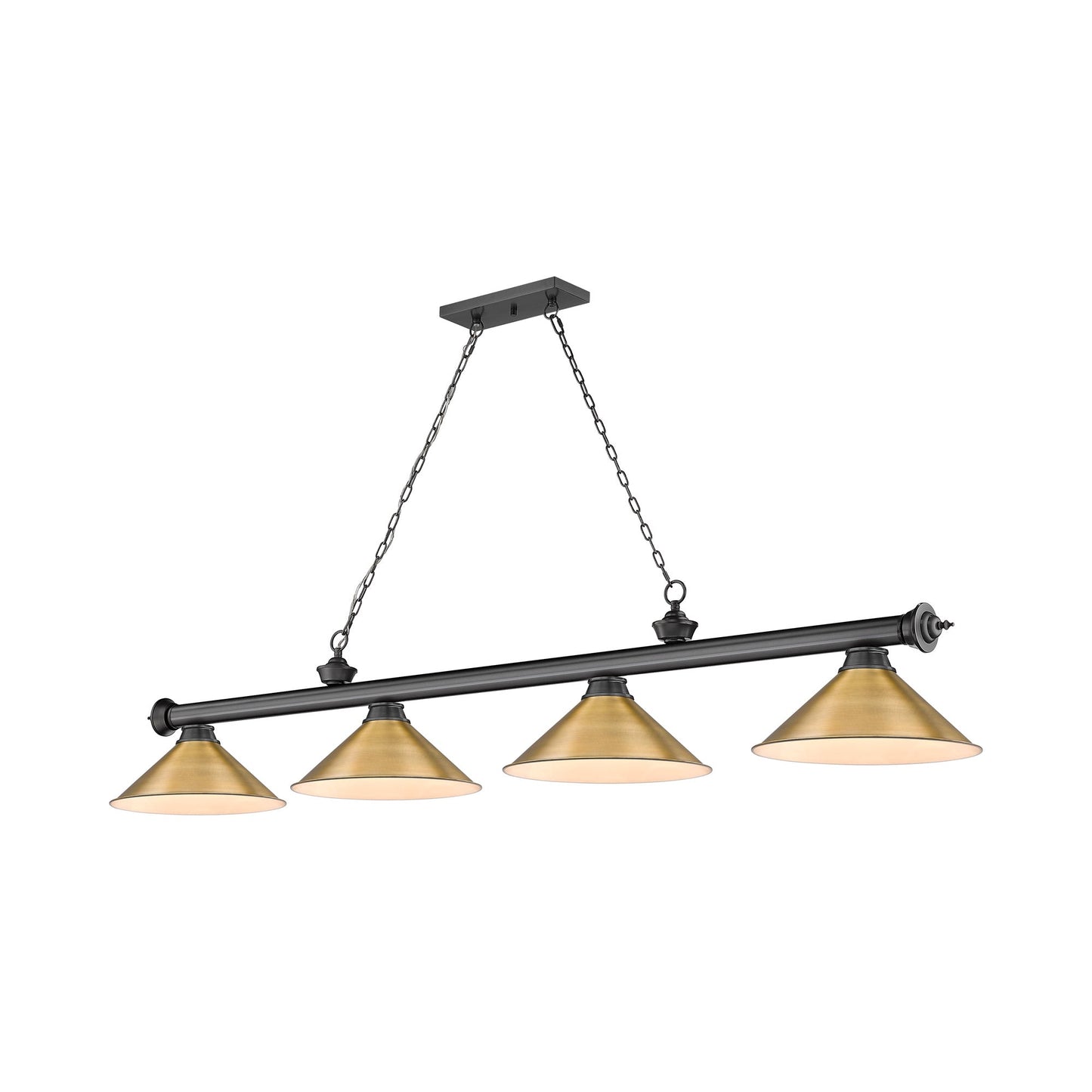 Cordon 2306-15 Billiard Pendant Light in Bronze Plate/Rubbed Brass (4-Light).