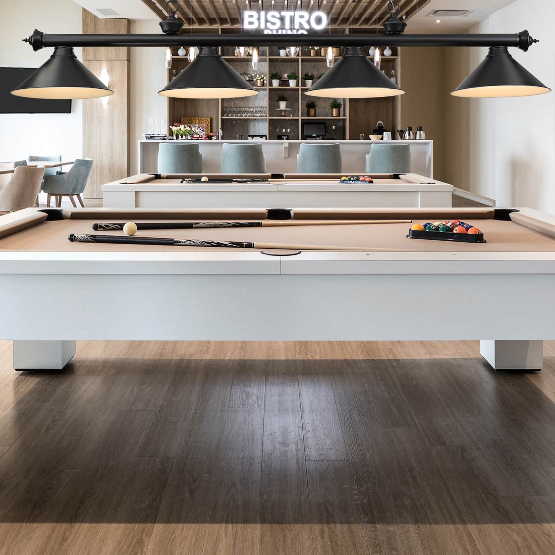 Cordon 2306-15 Billiard Pendant Light in game room.