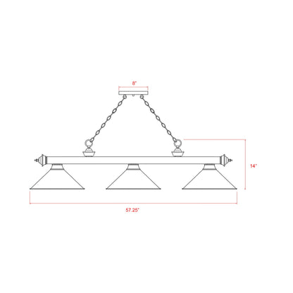 Cordon 2306-15 Billiard Pendant Light - line drawing.