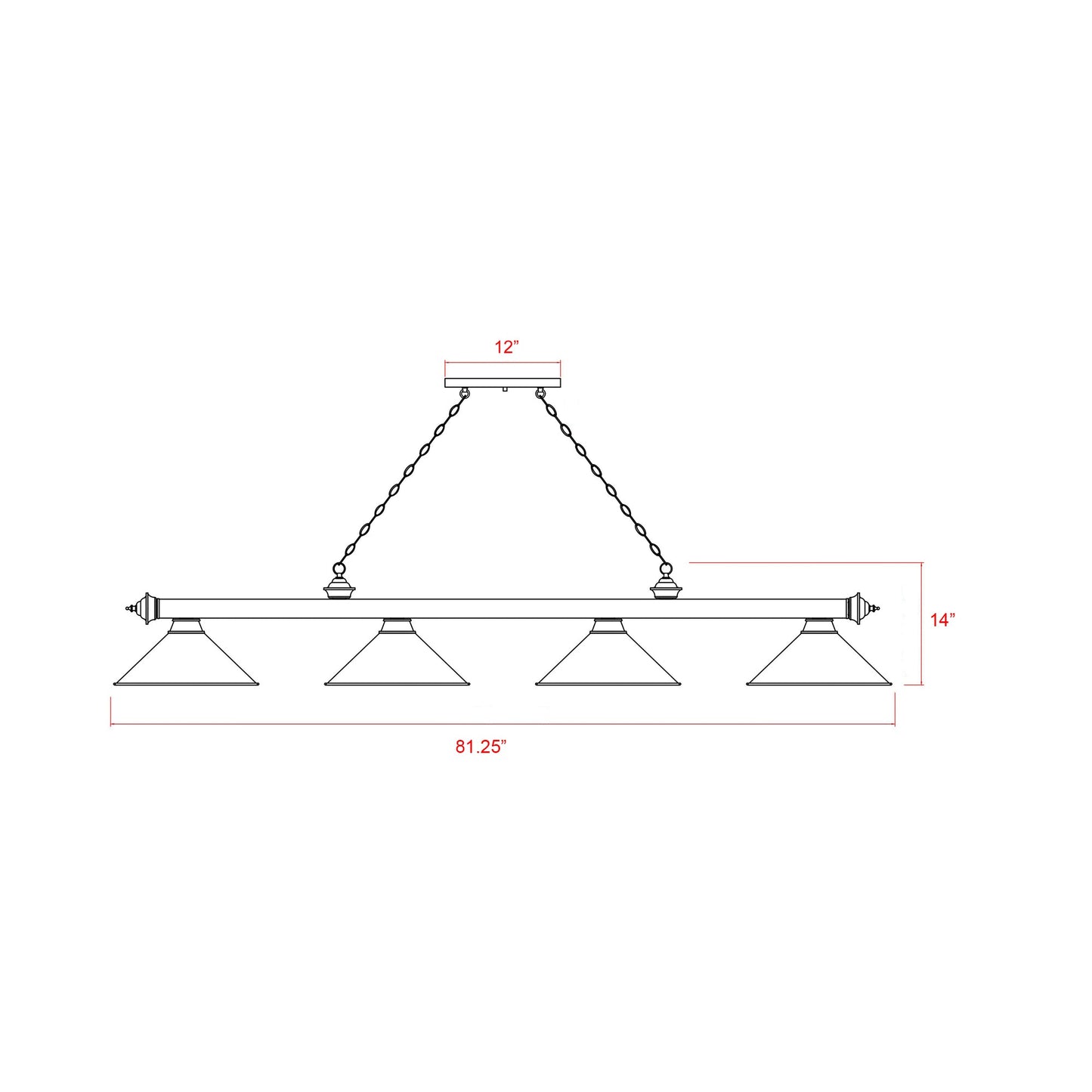 Cordon 2306-15 Billiard Pendant Light - line drawing.