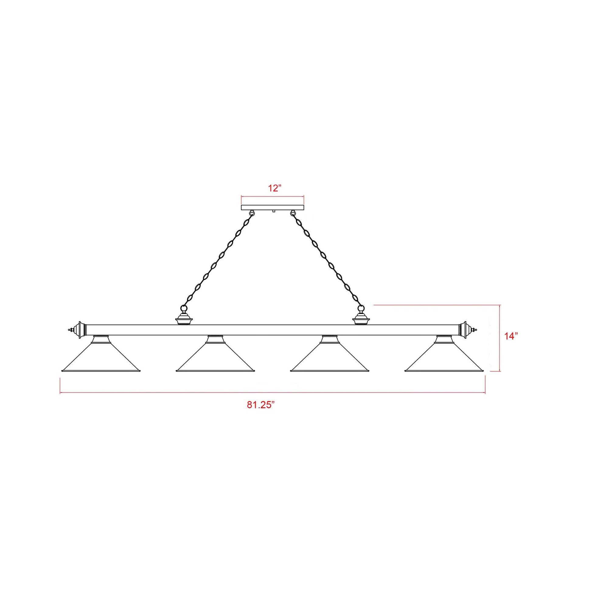 Cordon 2306-15 Billiard Pendant Light - line drawing.