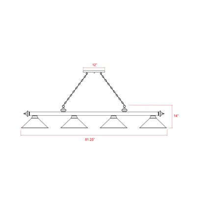 Cordon 2306-15 Billiard Pendant Light - line drawing.