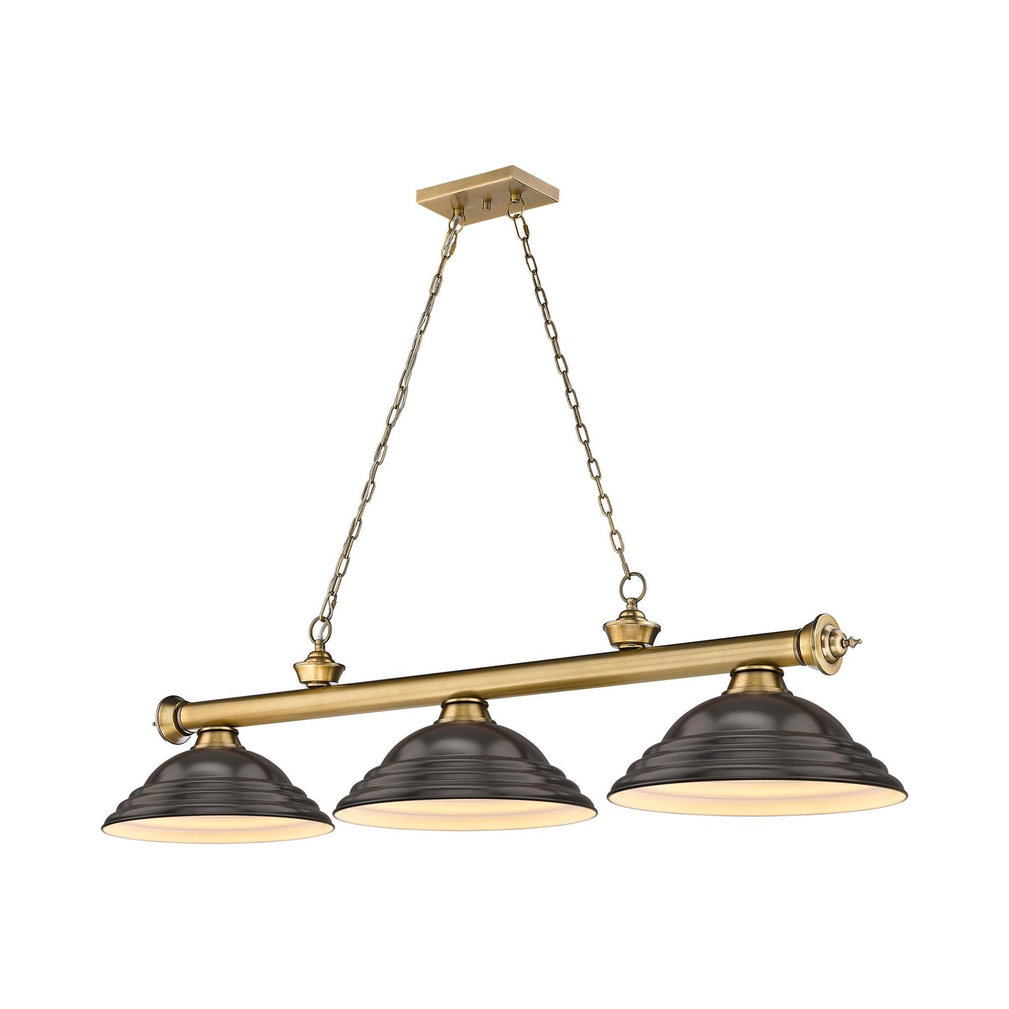 Cordon Billiard Pendant Light in Rubbed Brass/Bronze (3-Light).