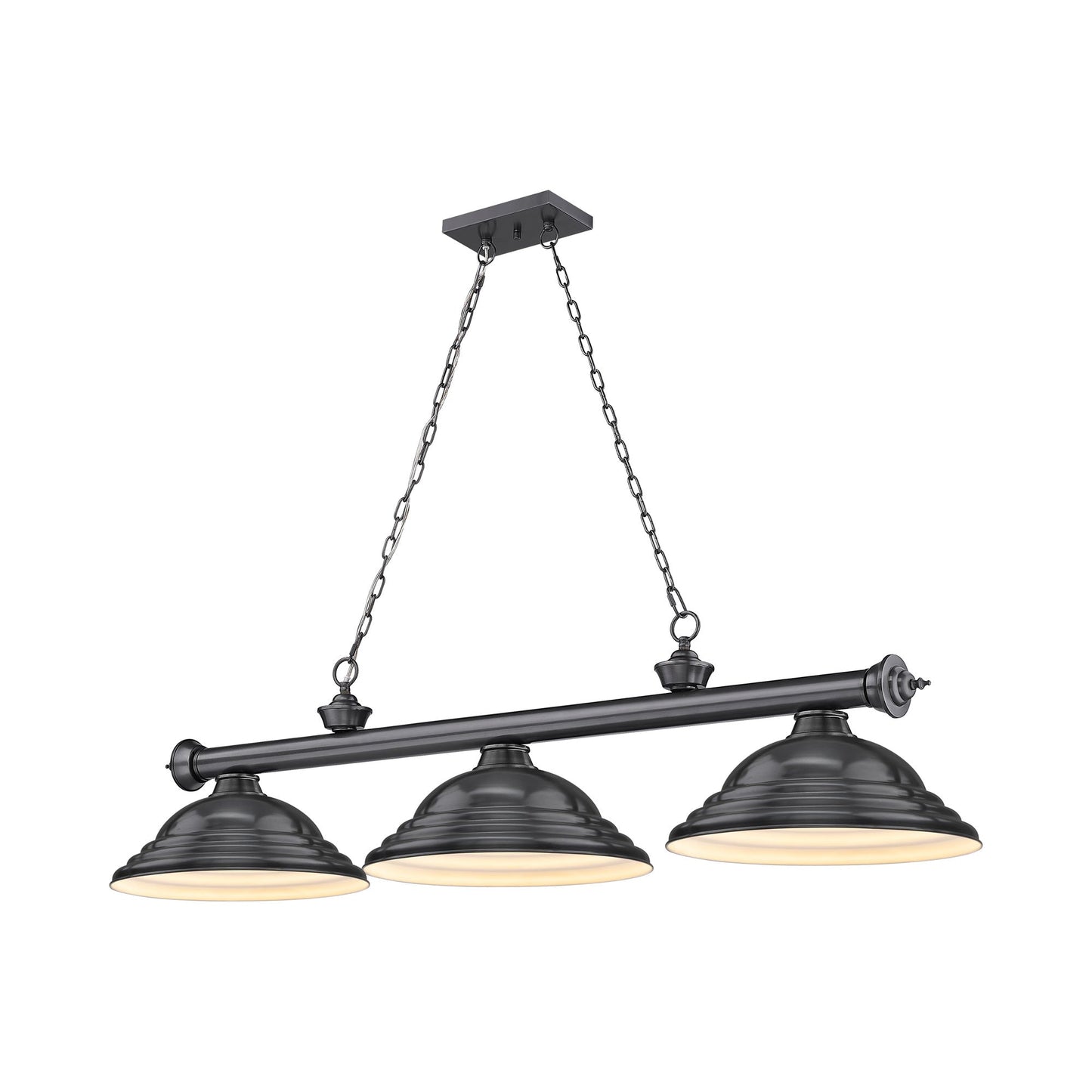 Cordon Billiard Pendant Light in Bronze Plate/Bronze Plate (3-Light).