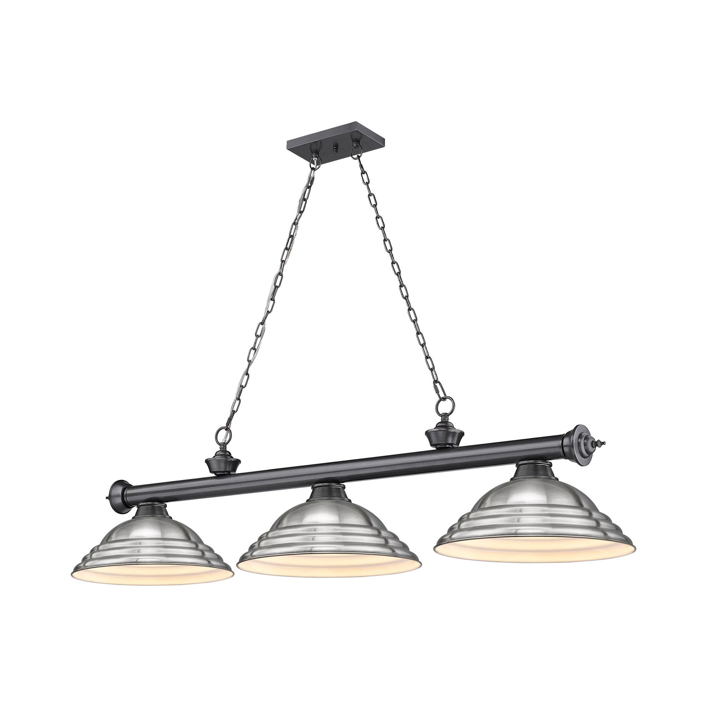 Cordon Billiard Pendant Light in Bronze Plate/Brushed Nickel (3-Light).