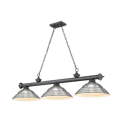 Cordon Billiard Pendant Light in Bronze Plate/Brushed Nickel (3-Light).
