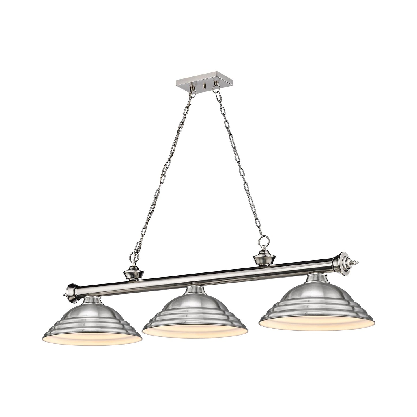 Cordon Billiard Pendant Light in Brushed Nickel/Brushed Nickel (3-Light).