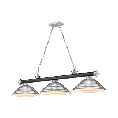 Cordon Billiard Pendant Light in Matte Black/Brushed Nickel/Brushed Nickel (3-Light).