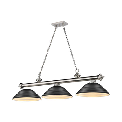 Cordon Billiard Pendant Light in Brushed Nickel/Matte Black (3-Light).