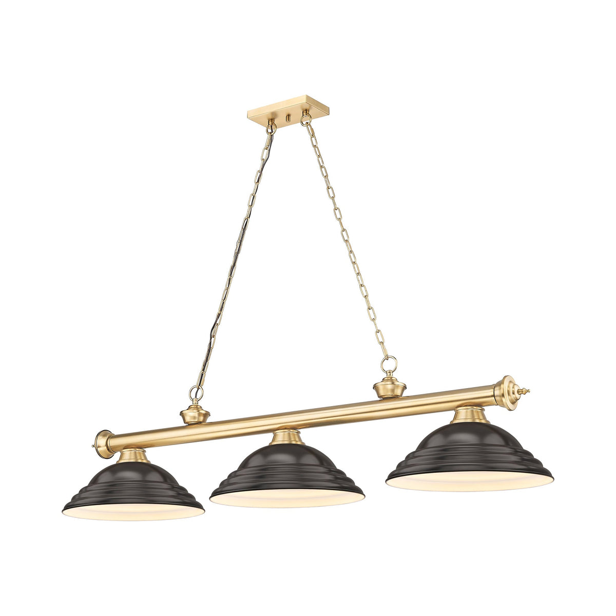Cordon Billiard Pendant Light in Heritage Brass/Bronze (3-Light).