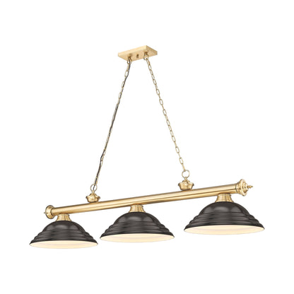 Cordon Billiard Pendant Light in Heritage Brass/Bronze (3-Light).
