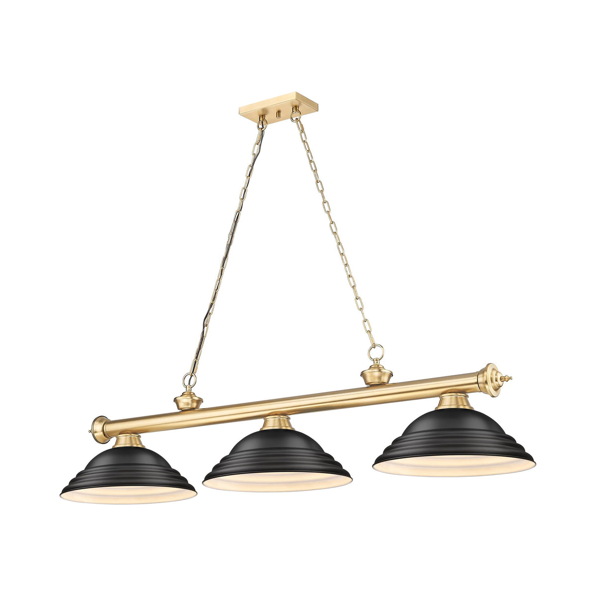 Cordon Billiard Pendant Light in Heritage Brass/Matte Black (3-Light).