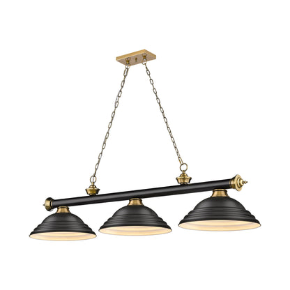 Cordon Billiard Pendant Light in Matte Black/Rubbed Brass/Matte Black (3-Light).