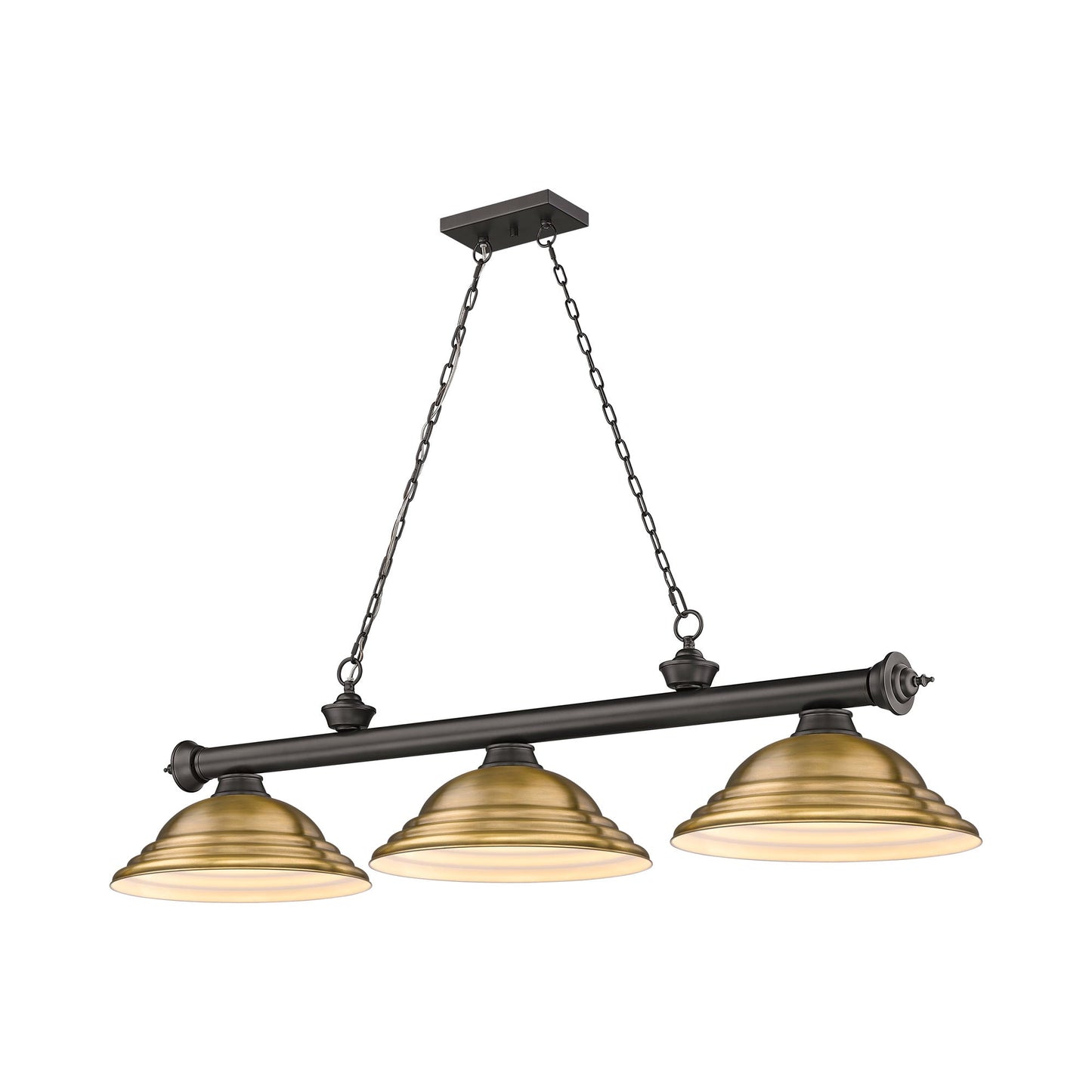 Cordon Billiard Pendant Light in Bronze/Rubbed Brass (3-light).