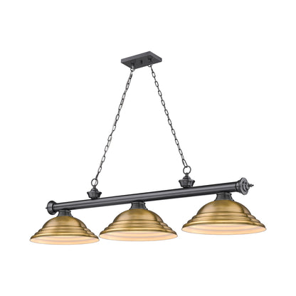 Cordon Billiard Pendant Light in Bronze Plate/Rubbed Brass (3-Light).