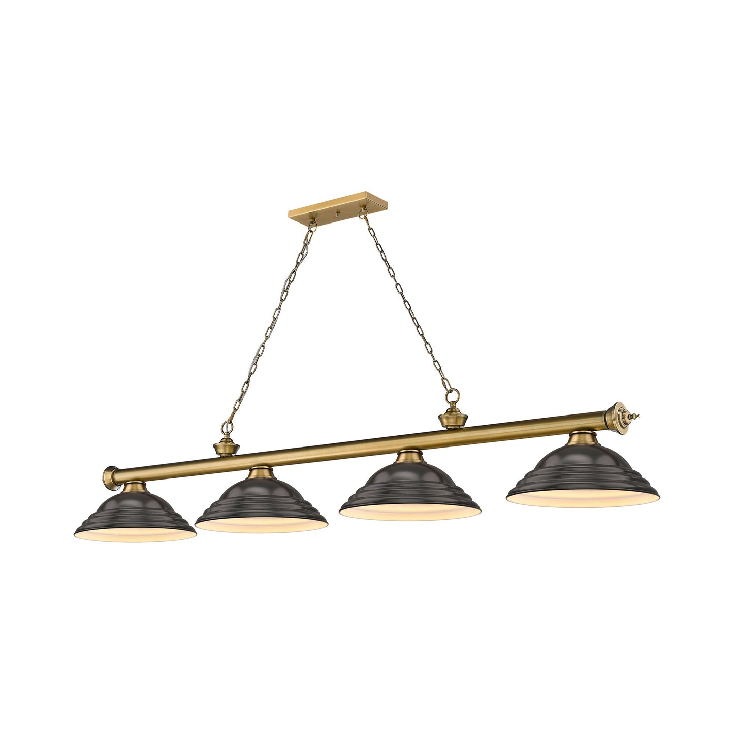 Cordon Billiard Pendant Light in Rubbed Brass/Bronze (4-Light).
