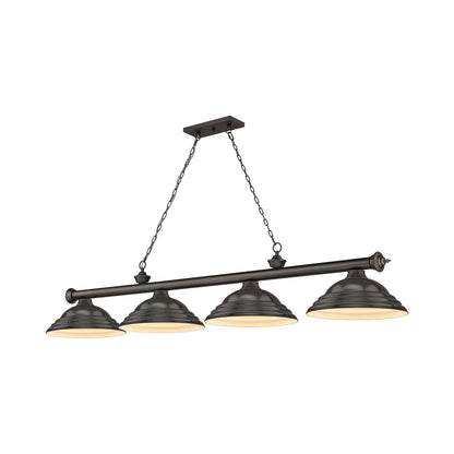 Cordon Billiard Pendant Light in Bronze/Bronze (4-Light).