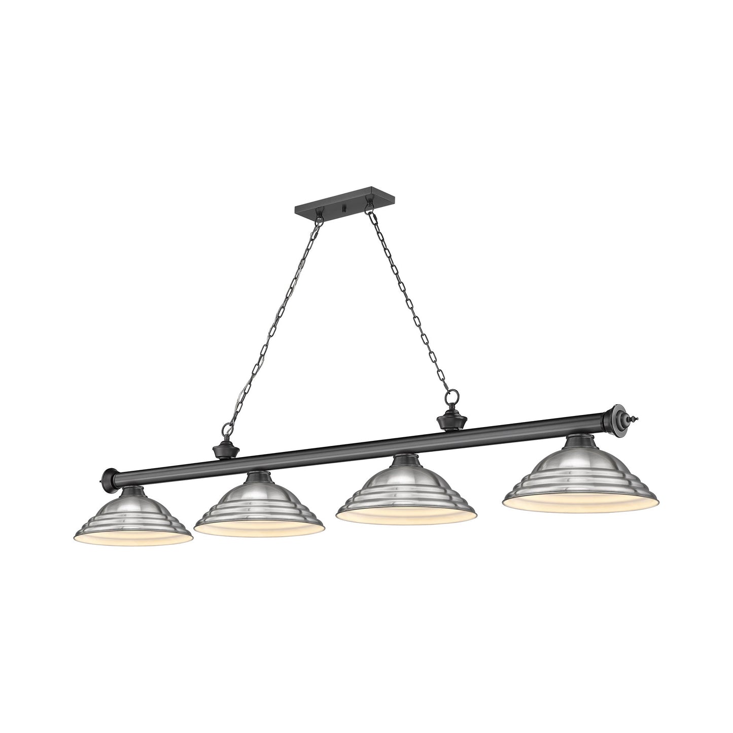 Cordon Billiard Pendant Light in Bronze Plate/Brushed Nickel (4-Light).