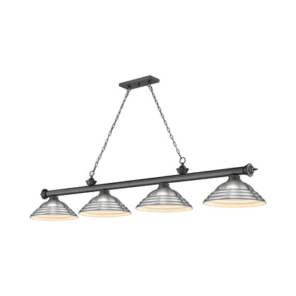 Cordon Billiard Pendant Light in Bronze Plate/Brushed Nickel (4-Light).