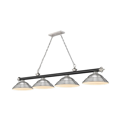 Cordon Billiard Pendant Light in Matte Black/Brushed Nickel/Brushed Nickel (4-Light).
