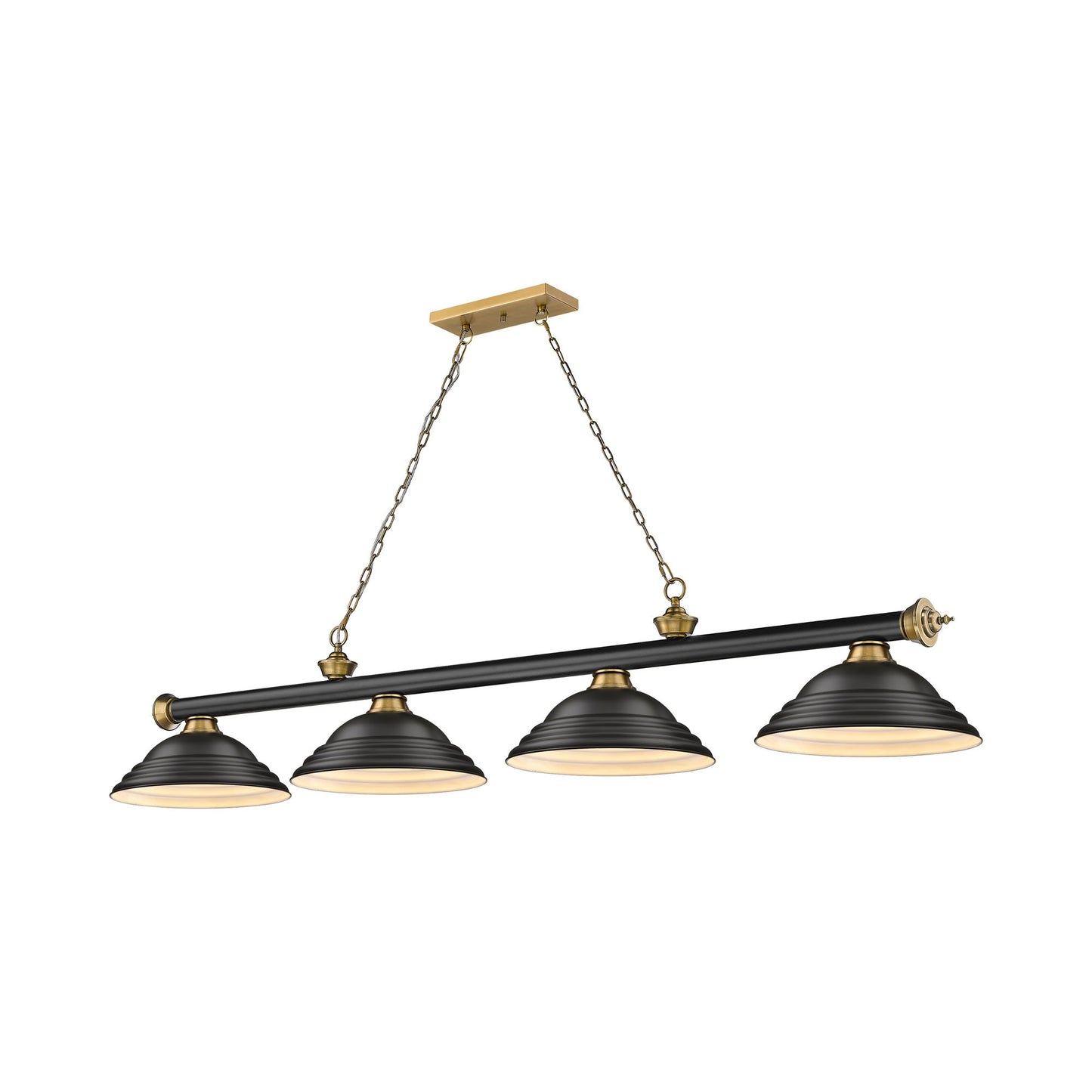 Cordon Billiard Pendant Light in Matte Black/Rubbed Brass/Matte Black (4-Light).