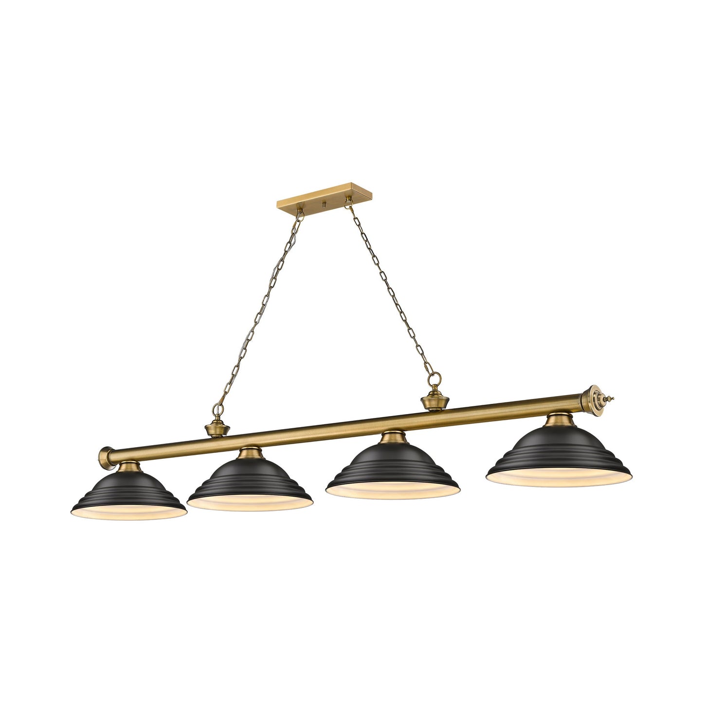 Cordon Billiard Pendant Light in Rubbed Brass/Matte Black (4-Light).