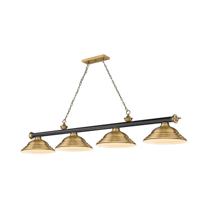 Cordon Billiard Pendant Light in Matte Black/Rubbed Brass/Rubbed Brass (4-Light).