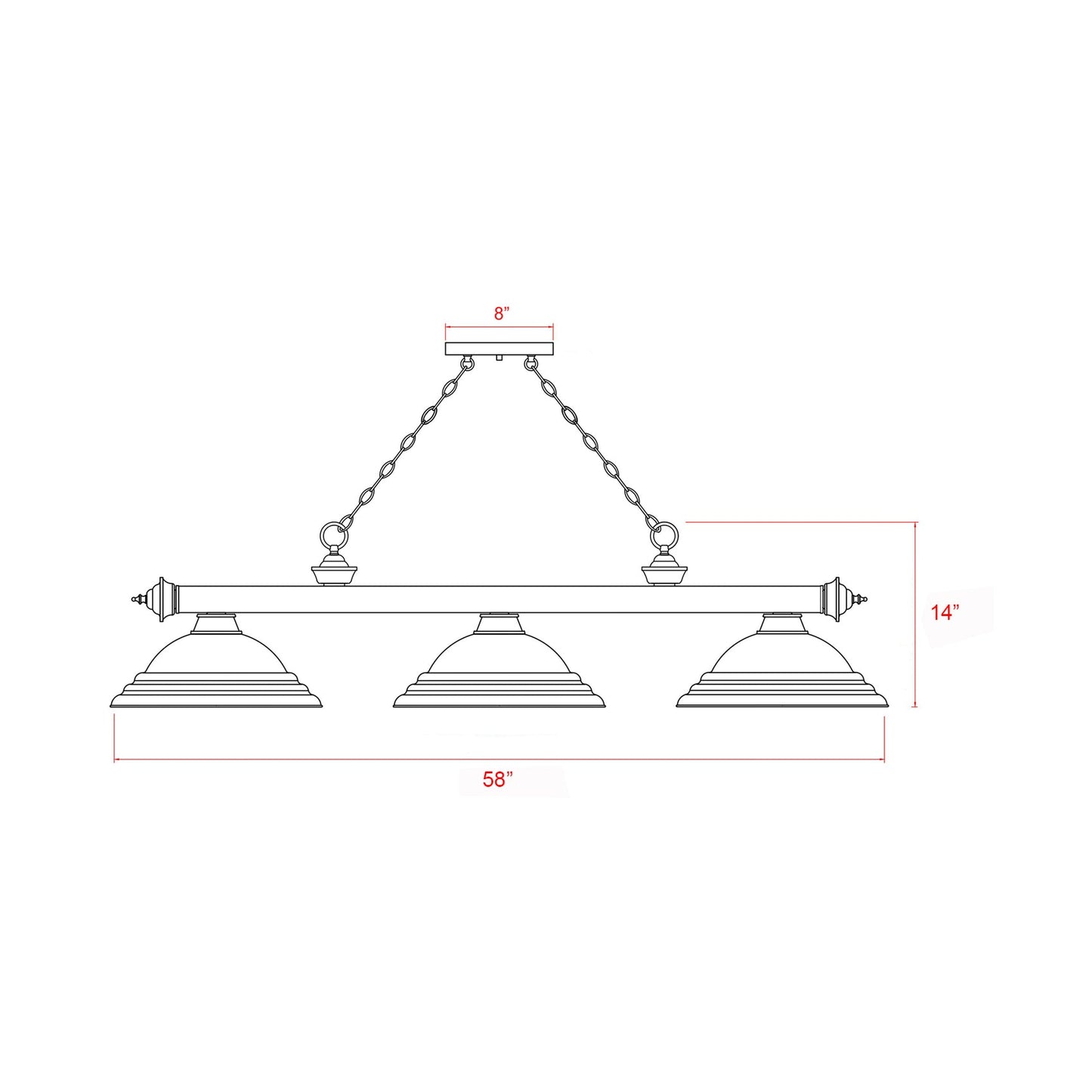 Cordon Billiard Pendant Light - line drawing.