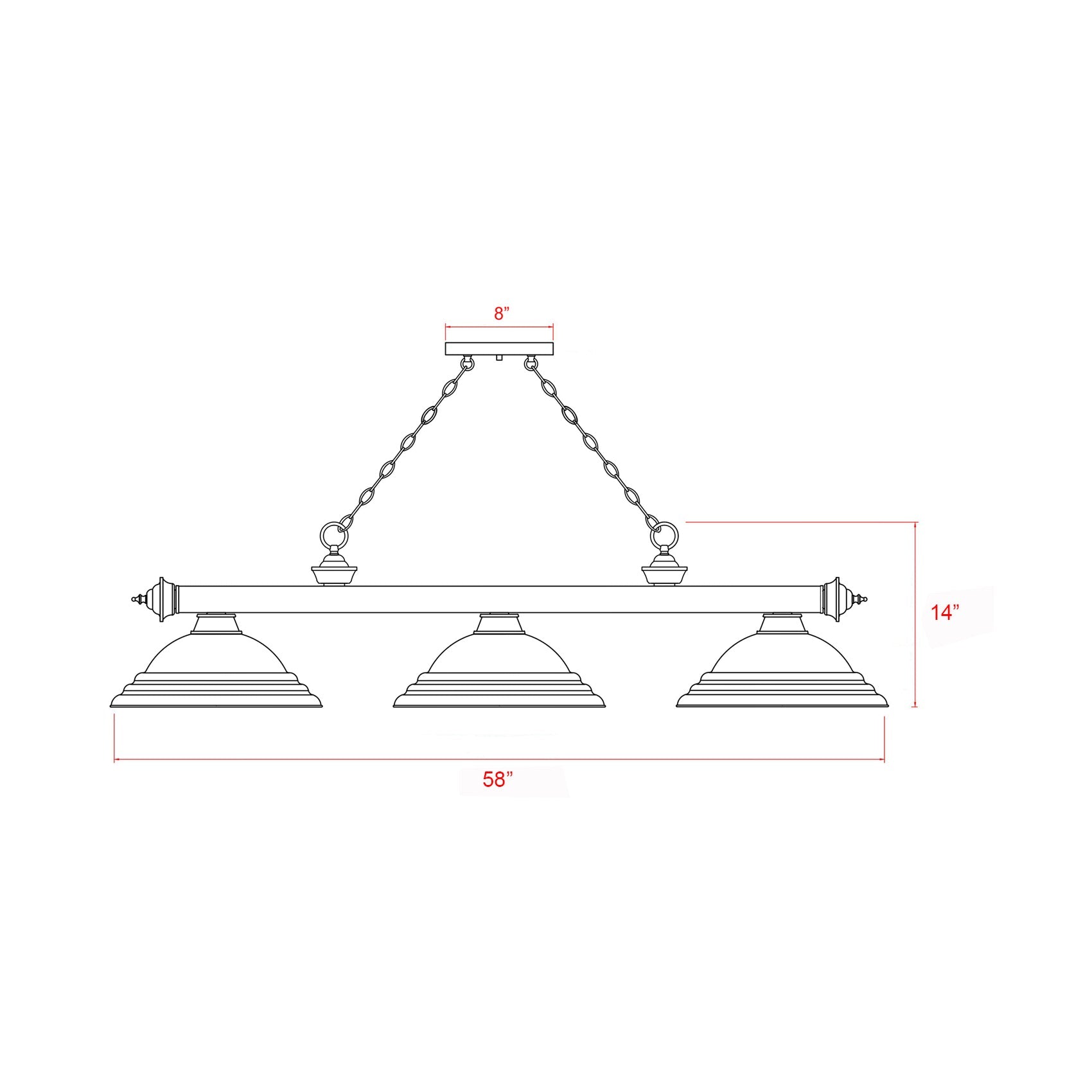 Cordon Billiard Pendant Light - line drawing.