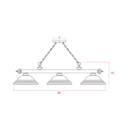 Cordon Billiard Pendant Light - line drawing.