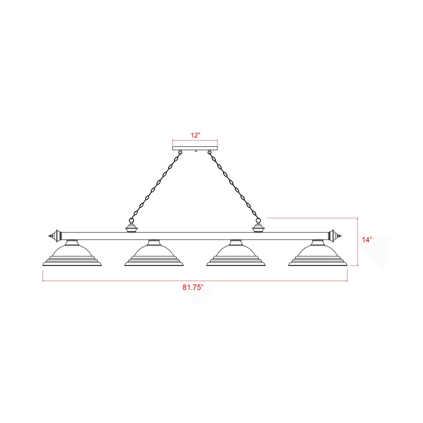 Cordon Billiard Pendant Light - line drawing.