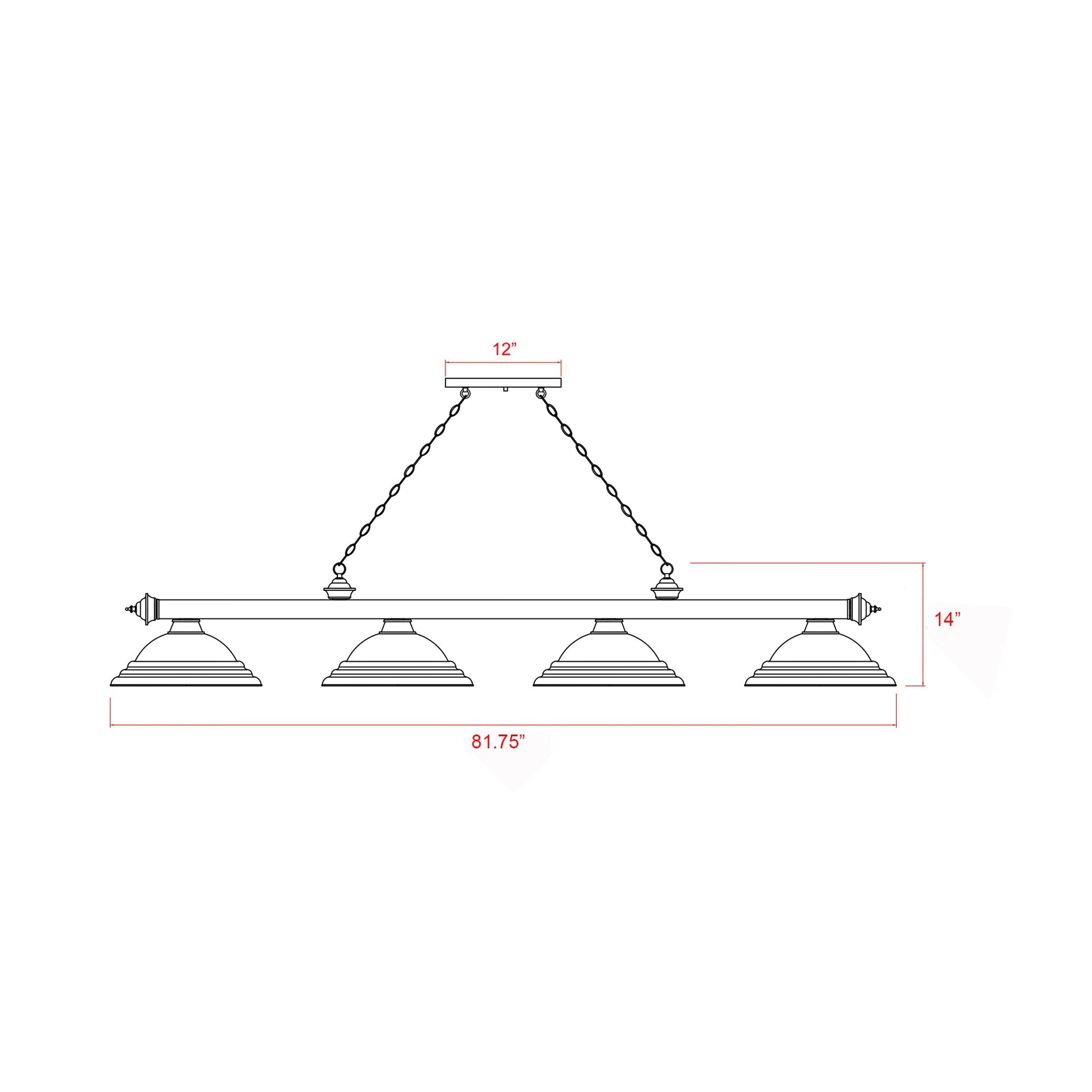 Cordon Billiard Pendant Light - line drawing.
